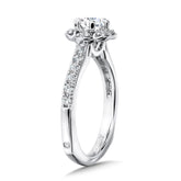 Six-Prong Floral Halo Diamond Engagement Ring